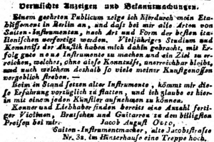 1812 Jacob August Otto: Annonce