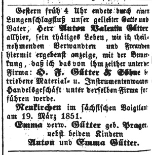 1851 Annonce Gütter